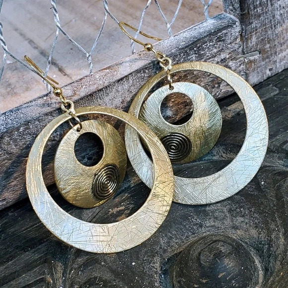 Rodeo Drive Super Lightweight Gold Plated Surgical Steel Double Hoop Earrings - Picture 6 of 11